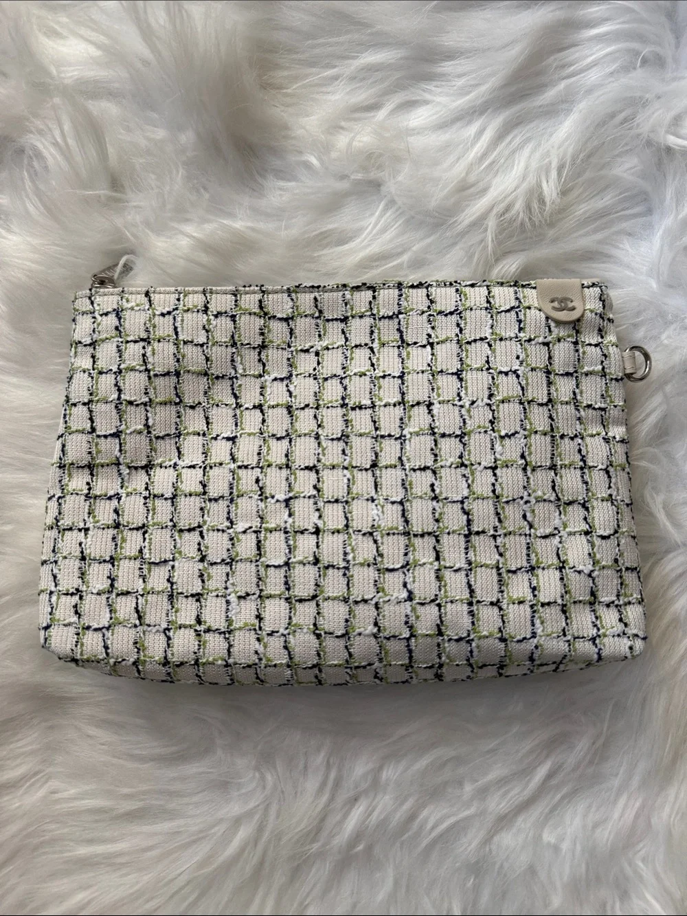 NWT CHANEL 2019 Beige Calfskin Perforated Logo Tote with Silver-Tone Hardware